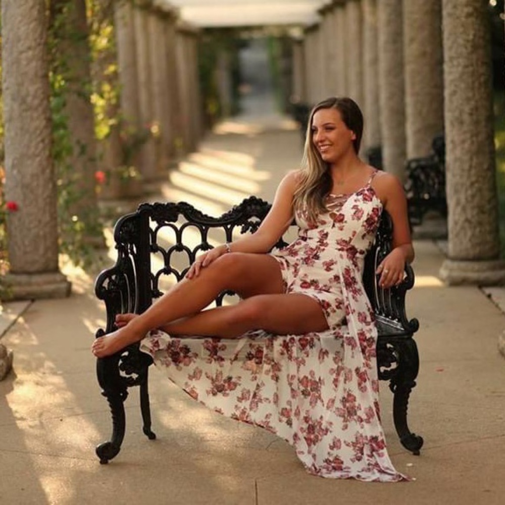 Floral romper with long train